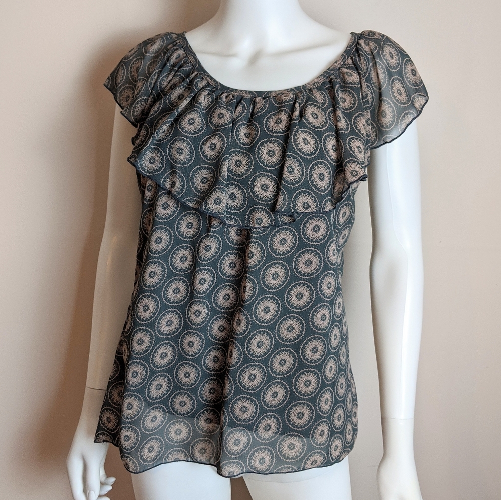Peridot mandala sleeveless sheer blouse small